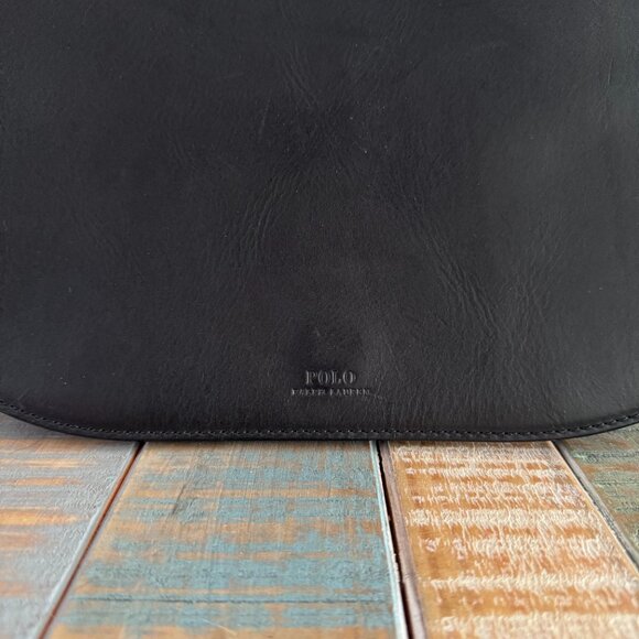 NWOT Polo Ralph Lauren black leather saddle bag with buckle - Picture 3 of 12
